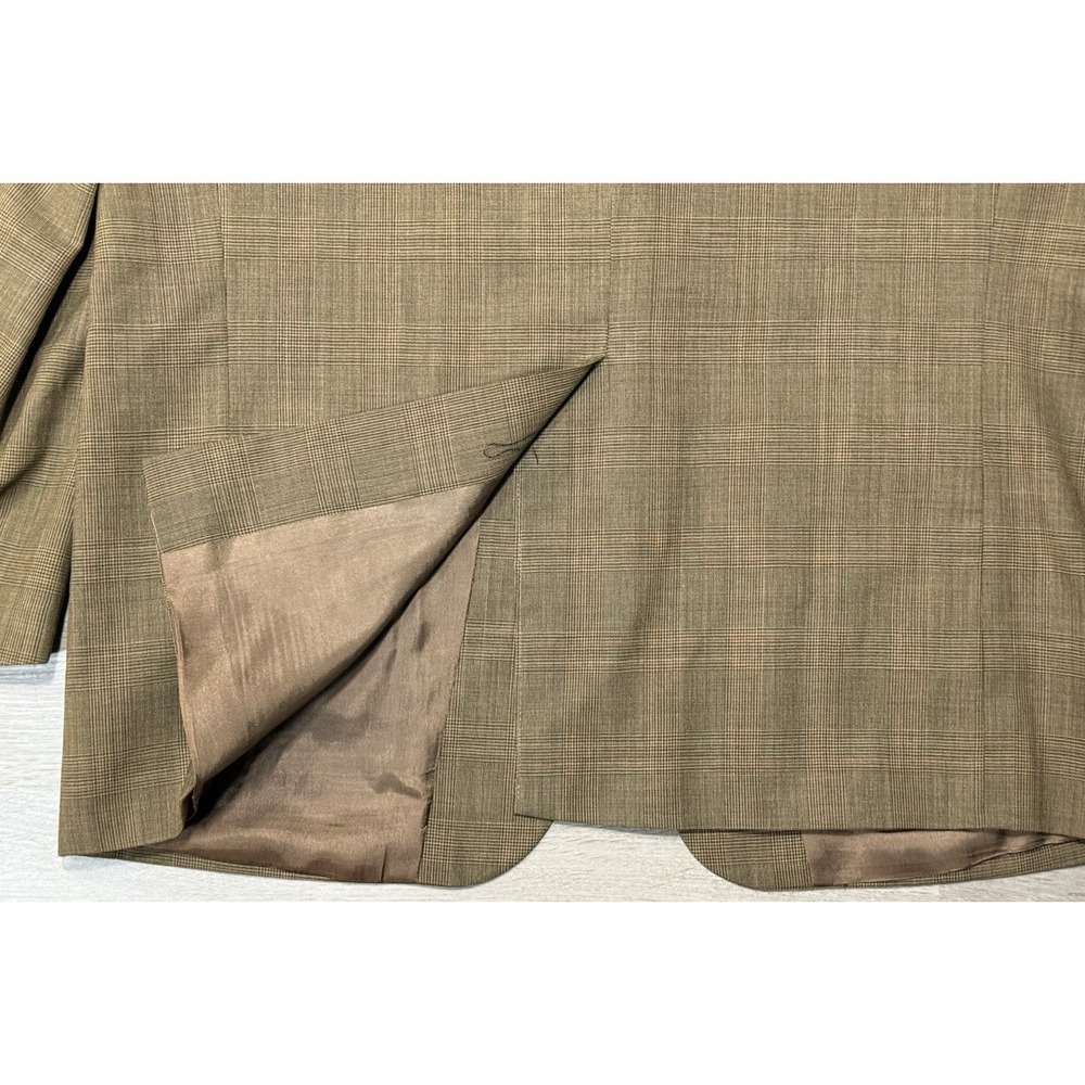Vintage Chaps Ralph Lauren Blazer Mens 43R Wool Silk Glen Plaid Sport Coat Brown - Picture 11 of 16